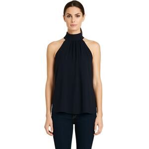 Susana Monaco Sleeveless Tie Neck Flare Top Midnight XS NWT Mockneck Stretchy